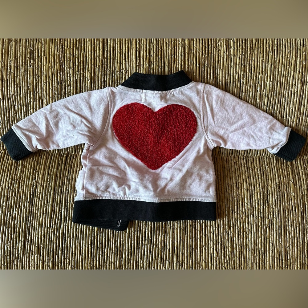 Monica and Andy Heart Cardigan Bomber Jacket Button Down Sweatshirt